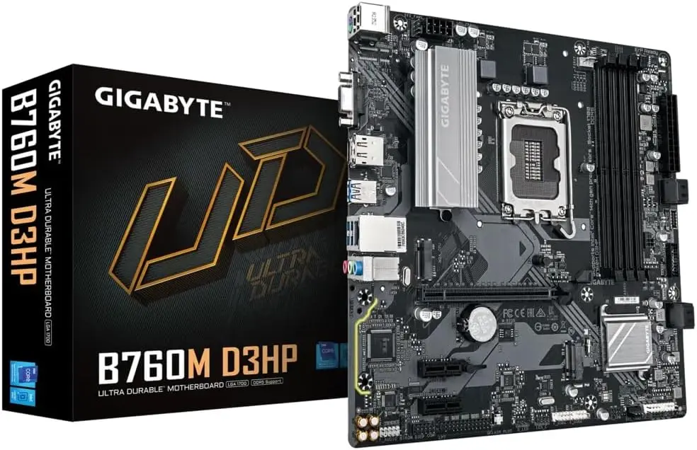GIGABYTE B760M D3HP Scheda Madre - CPU Intel Core di 14ª Generazione, VRM 4+1+1 fasi, fino a 5600 MHz DDR5, 2xPCIe 4.0 M.2, LAN GbE, USB 3.2 Gen 1 