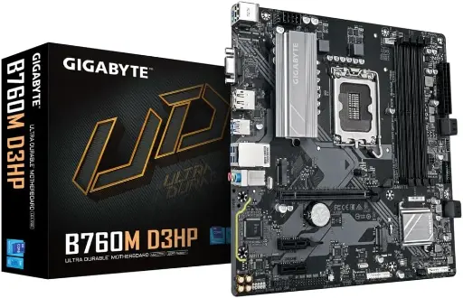 [PR/46347] GIGABYTE B760M D3HP Scheda Madre - CPU Intel Core di 14ª Generazione, VRM 4+1+1 fasi, fino a 5600 MHz DDR5, 2xPCIe 4.0 M.2, LAN GbE, USB 3.2 Gen 1 